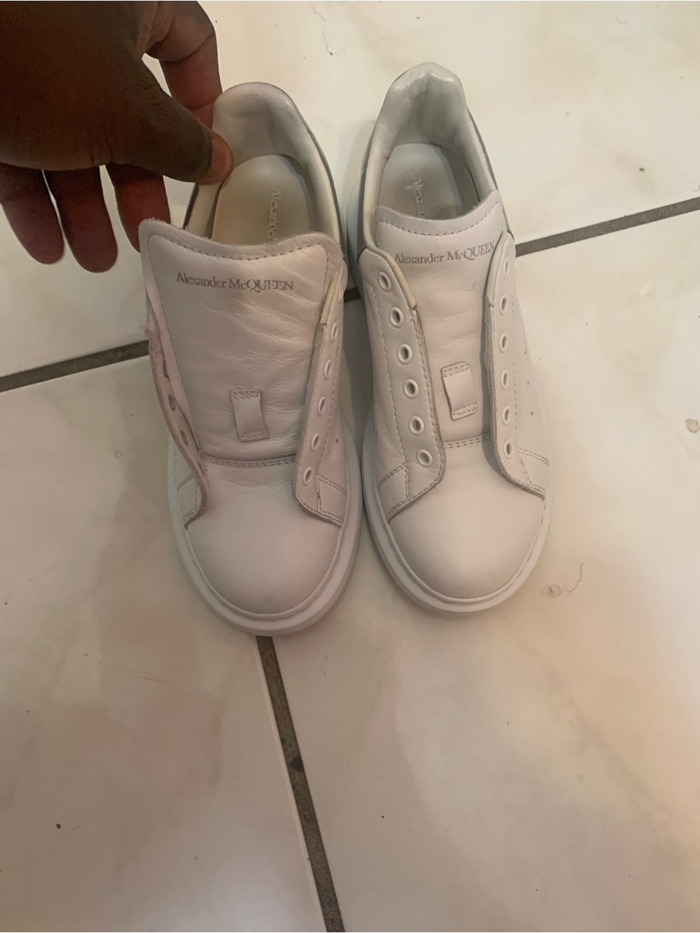 Alexander McQUEEN Kids White Leather Slip-On Low-Top Sneakers